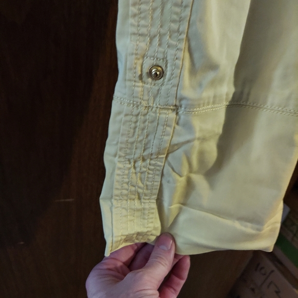 Vintage Retro Chico Pale Yellow Capri Chopped Rolled Cuff Pants, XS, 00 - Picture 2 of 8